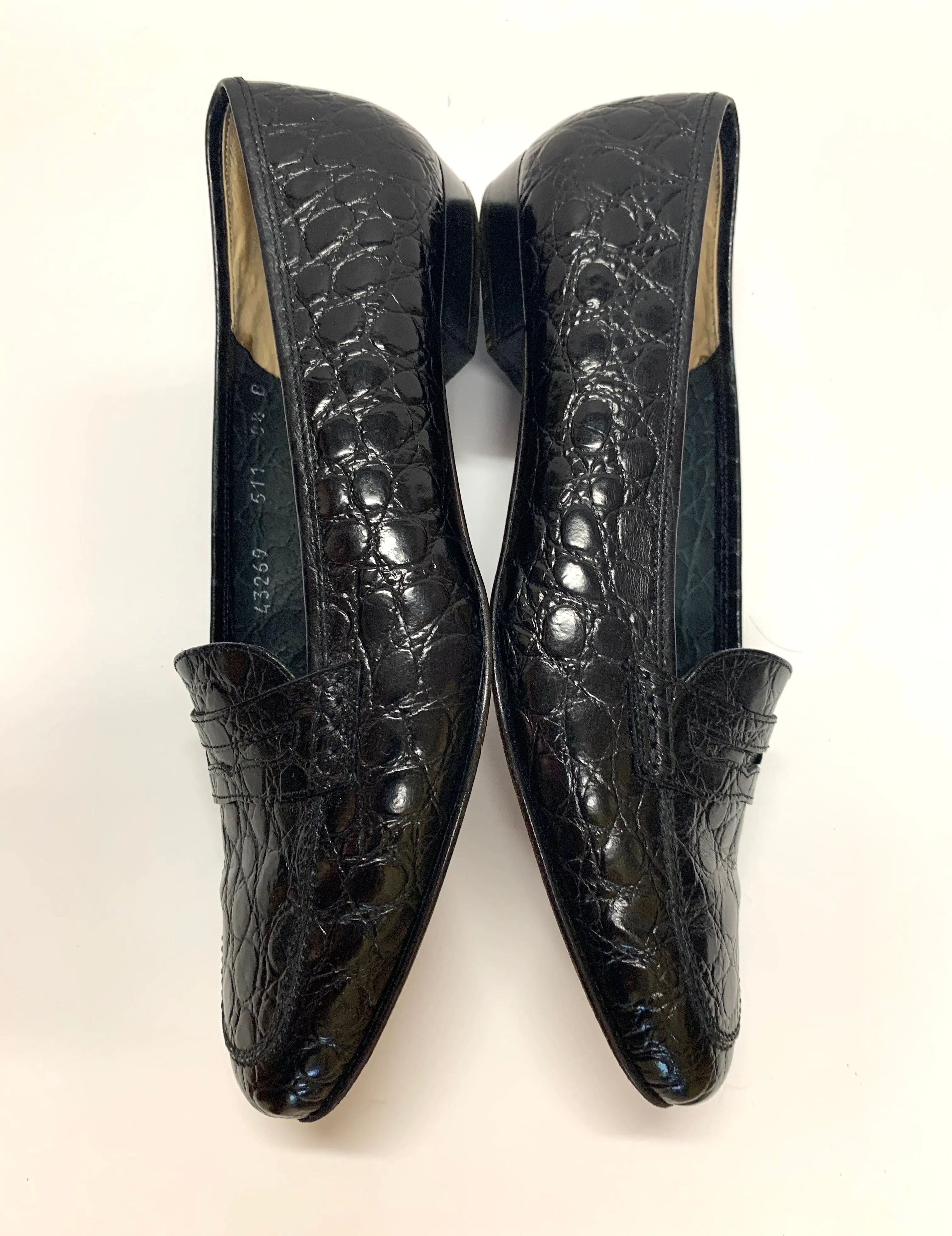 SALVATORE FERRAGAMO CROCODILE PENNY LOAFERS SIZE 8.5 2B